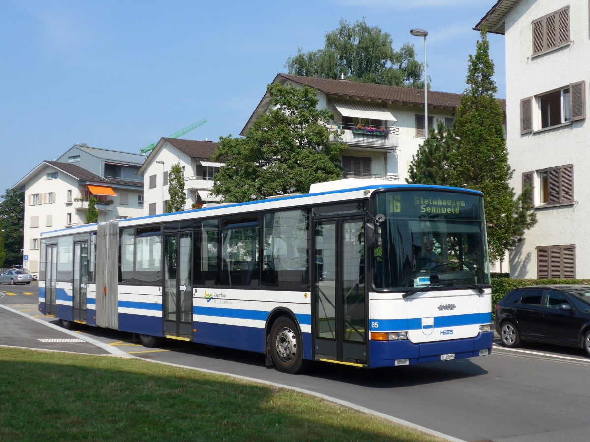 (163'012) - ZVB Zug - Nr. 85/ZG 88'085 - NAW/Hess am 6. Juli 2015 in Zug, Dammstrasse/Bahnhof