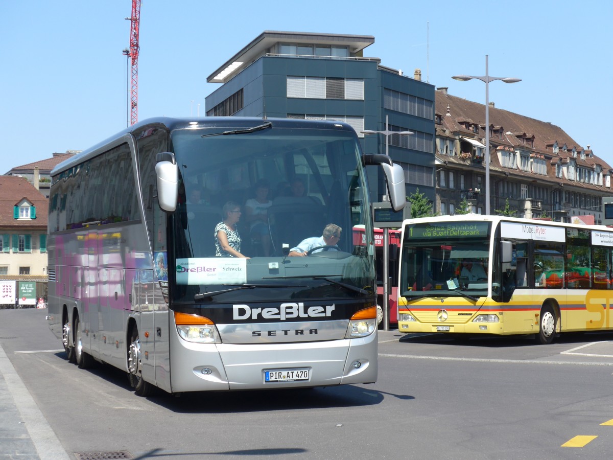 (163'070) - Aus Deutschland: Dressler, Heidenau - PIR-AT 470 - Setra am 15. Juli 2015 beim Bahnhof Thun