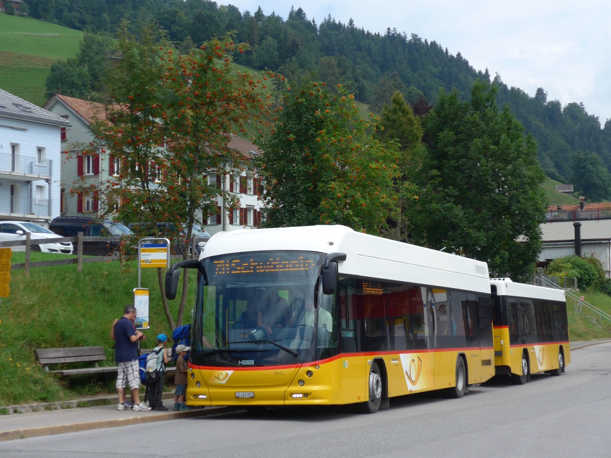 (163'229) - PostAuto Ostschweiz - SG 426'001 - Hess am 2. August 2015 beim Bahnhof Urnsch