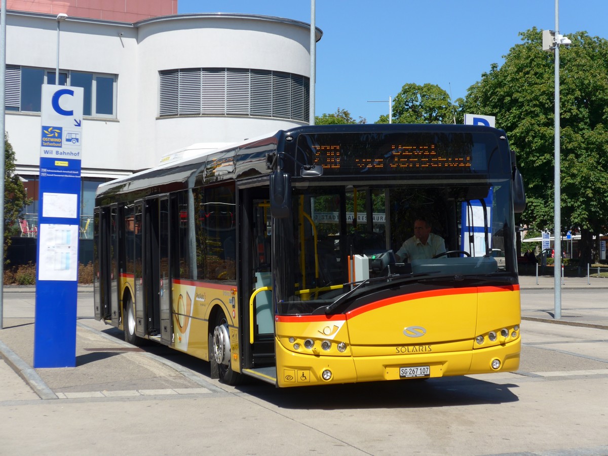 (163'281) - Schmidt, Oberbren - SG 267'107 - Solaris am 2. August 2015 beim Bahnhof Wil