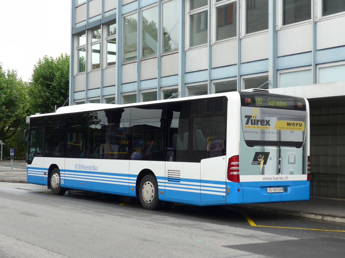 (163'500) - RTB Altsttten - Nr. 56/SG 165'038 - Mercedes am 16. August 2015 beim Bahnhof Buchs