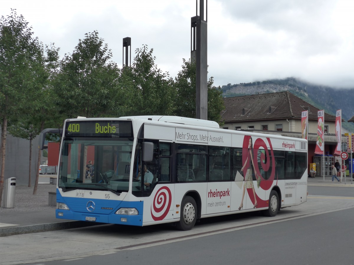 (163'595) - RTB Altsttten - Nr. 55/SG 220'035 - Mercedes am 16. August 2015 beim Bahnhof Sargans