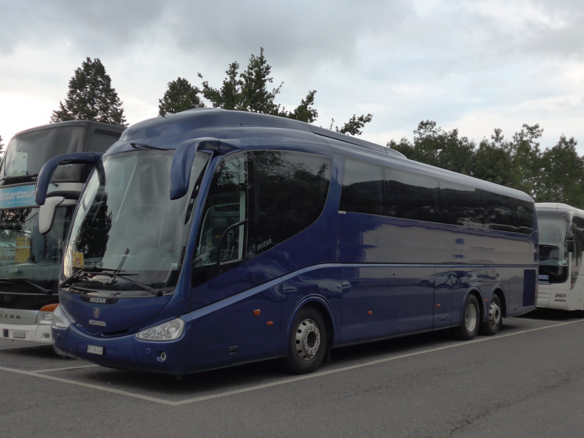 (163'653) - VBS Bern - BE 436'434 - Scania/Irizar am 19. August 2015 in Thun, Seestrasse
