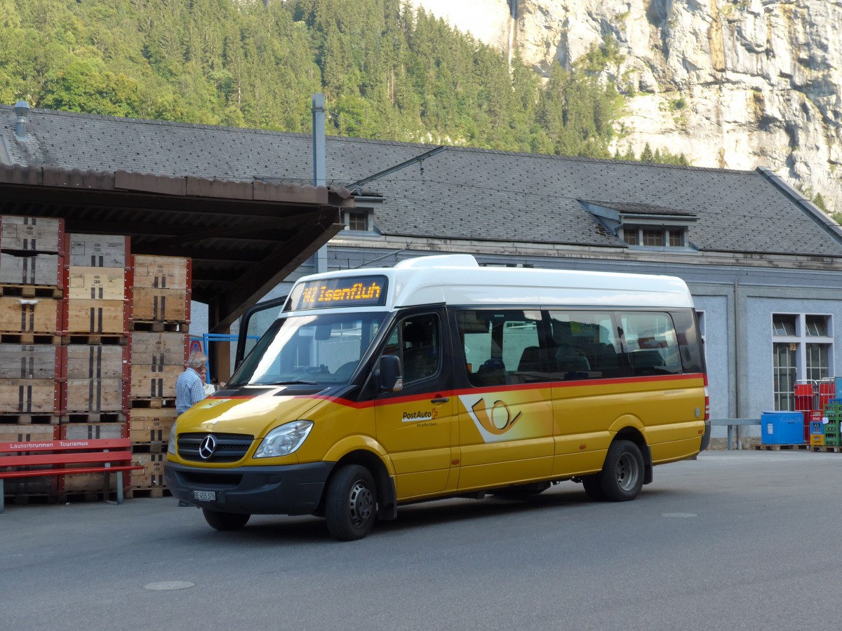 (163'719) - PostAuto Bern - BE 455'376 - Mercedes (ex Steiner, Messen) am 22. August 2015 beim Bahnhof Lauterbrunnen
