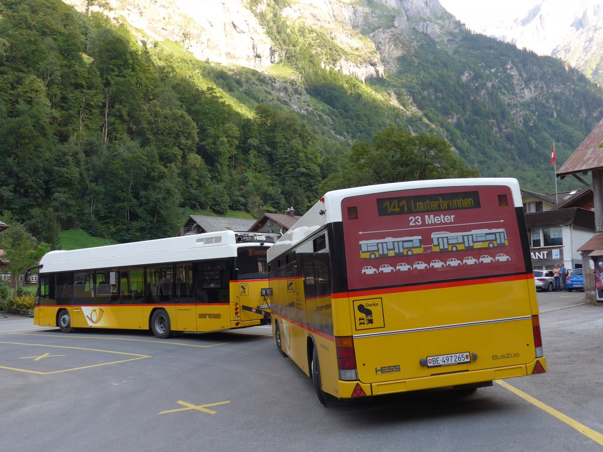 (163'731) - PostAuto Bern - BE 497'265 - Lanz+Marti/Hess Personenanhnger (ex VBL Luzern Nr. 308) am 22. August 2015 in Stechelberg, Hotel