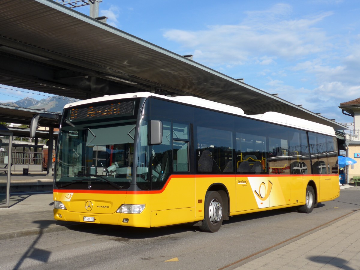(163'736) - PostAuto Bern - BE 637'781 - Mercedes am 23. August 2015 beim Bahnhof Spiez