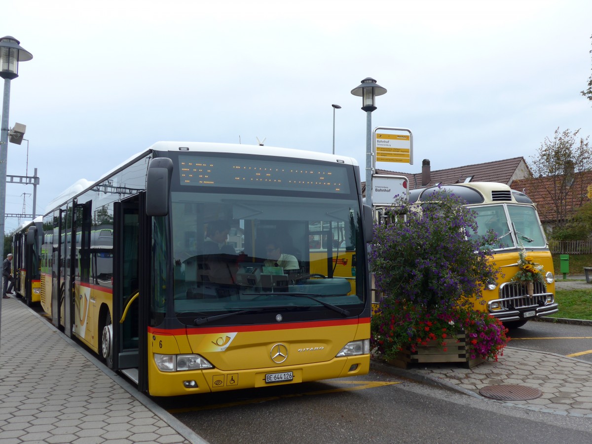 (164'616) - Engeloch, Riggisberg - Nr. 6/BE 644'126 - Mercedes am 13. September 2015 beim Bahnhof Schwarzenburg