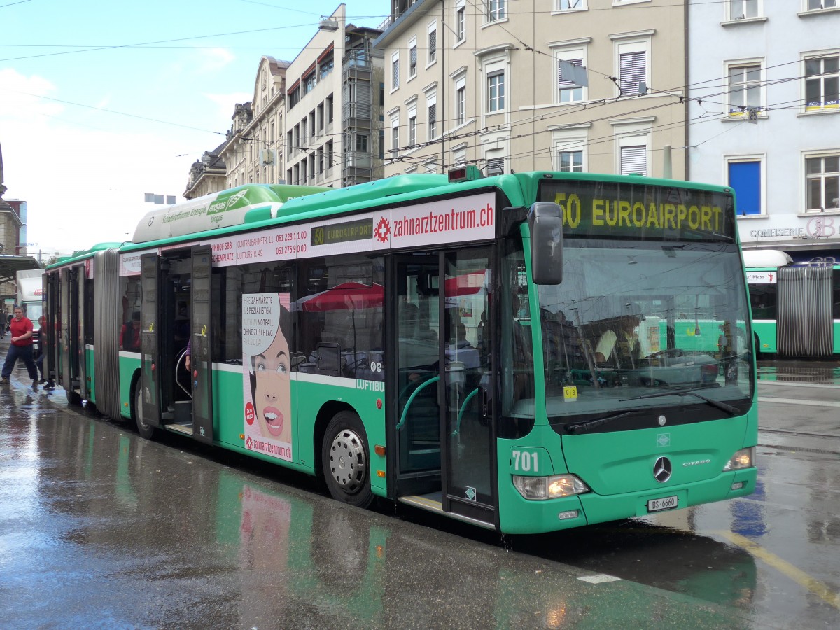 (164'685) - BVB Basel - Nr. 701/BS 6660 - Mercedes am 14. September 2015 beim Bahnhof Basel