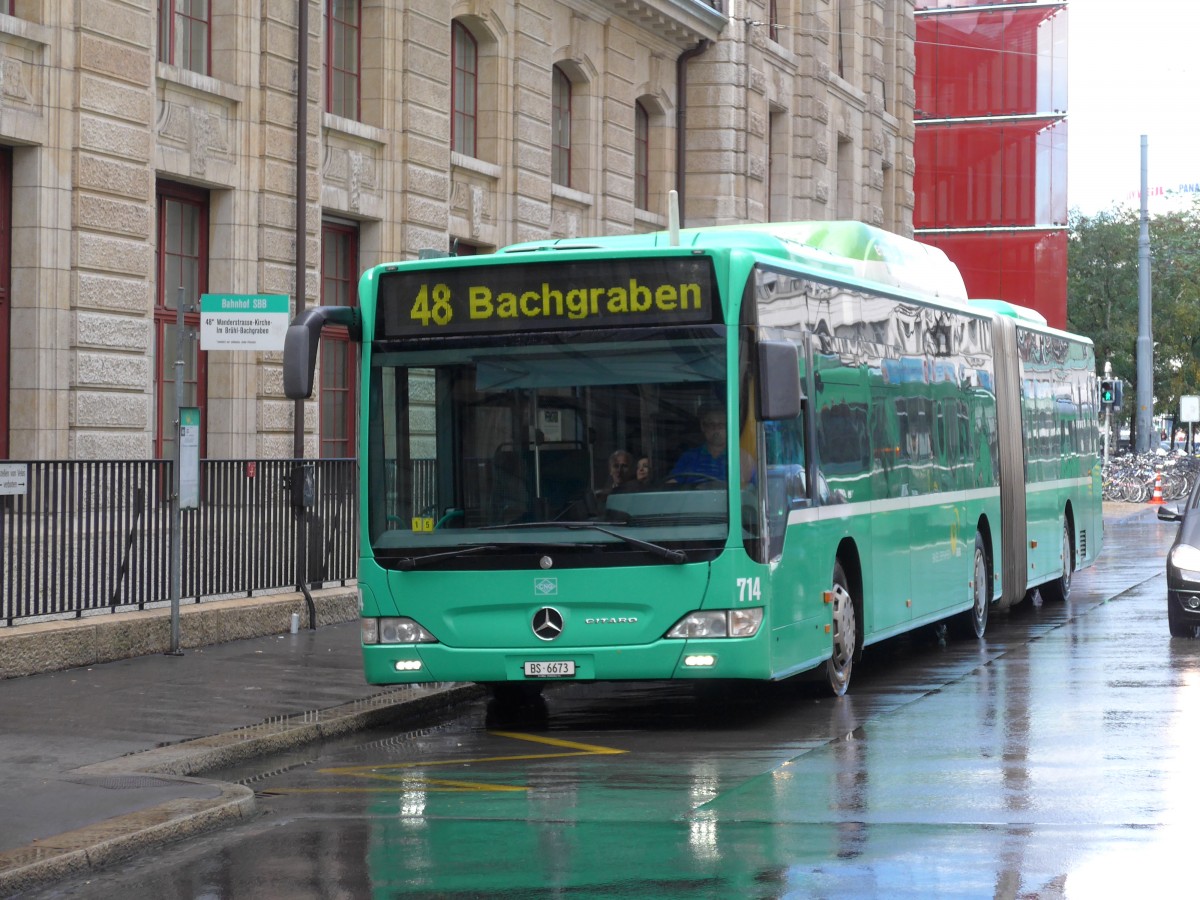 (164'687) - BVB Basel - Nr. 714/BS 6673 - Mercedes am 14. September 2015 beim Bahnhof Basel