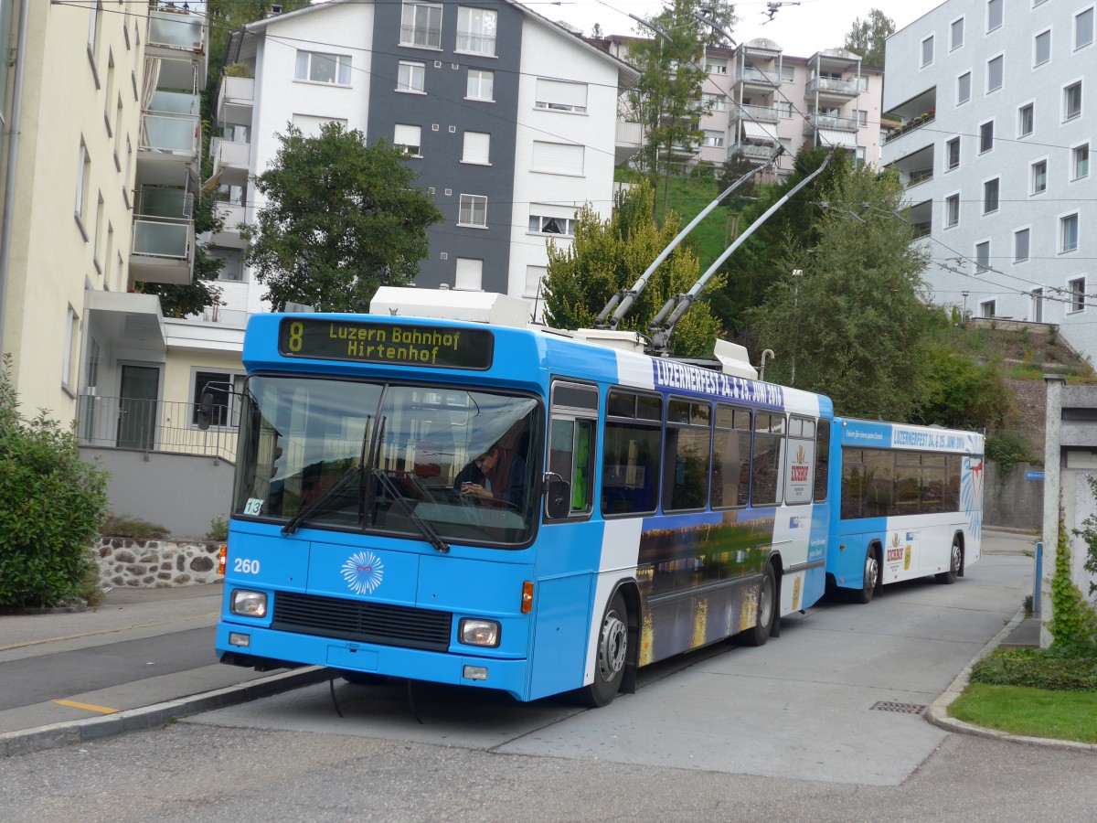 (164'862) - VBL Luzern - Nr. 260 - NAW/R&J-Hess Trolleybus am 16. September 2015 in Luzern, Wrzenbach