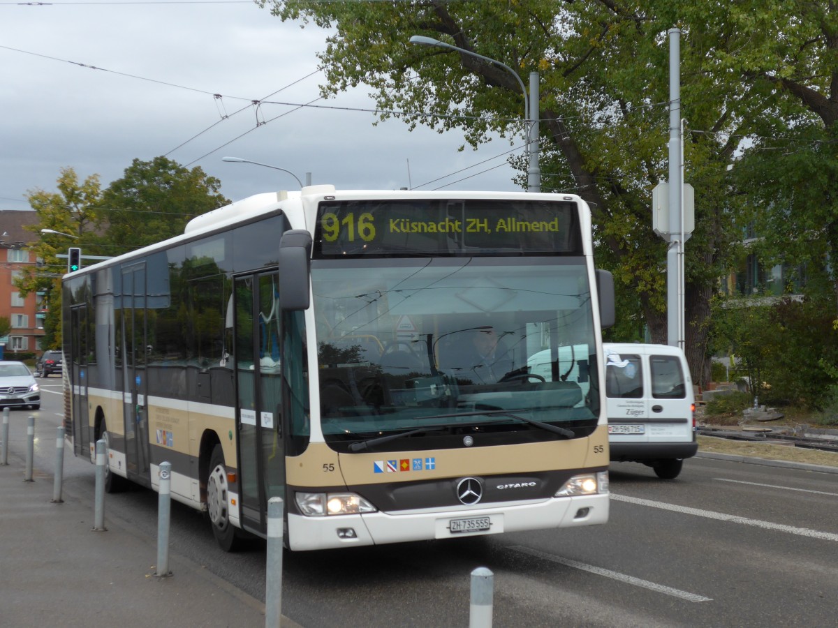 (164'962) - AZZK Zollikon - Nr. 55/ZH 735'555 - Mercedes am 17. September 2015 beim Bahnhof Zrich-Tiefenbrunnen
