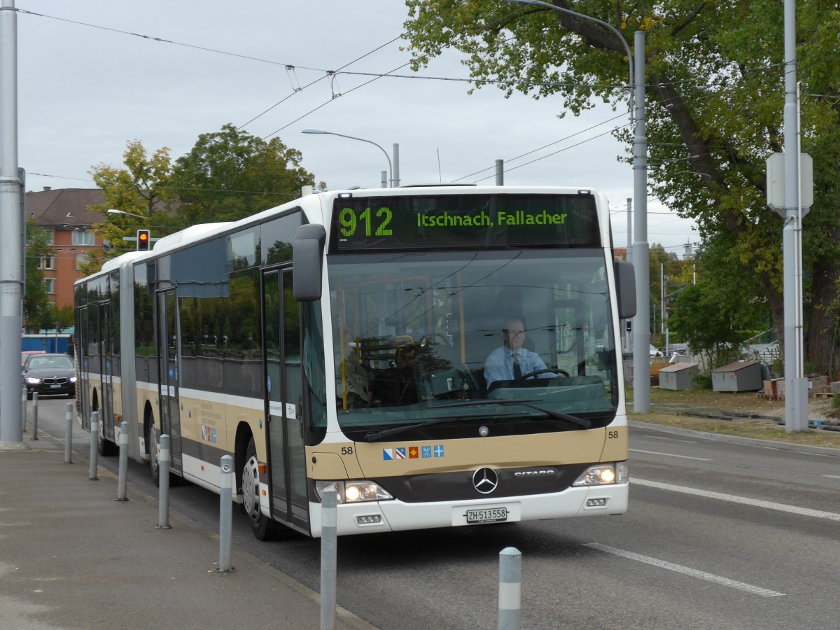 (164'968) - AZZK Zollikon - Nr. 58/ZH 513'558 - Mercedes am 17. September 2015 beim Bahnhof Zrich-Tiefenbrunnen