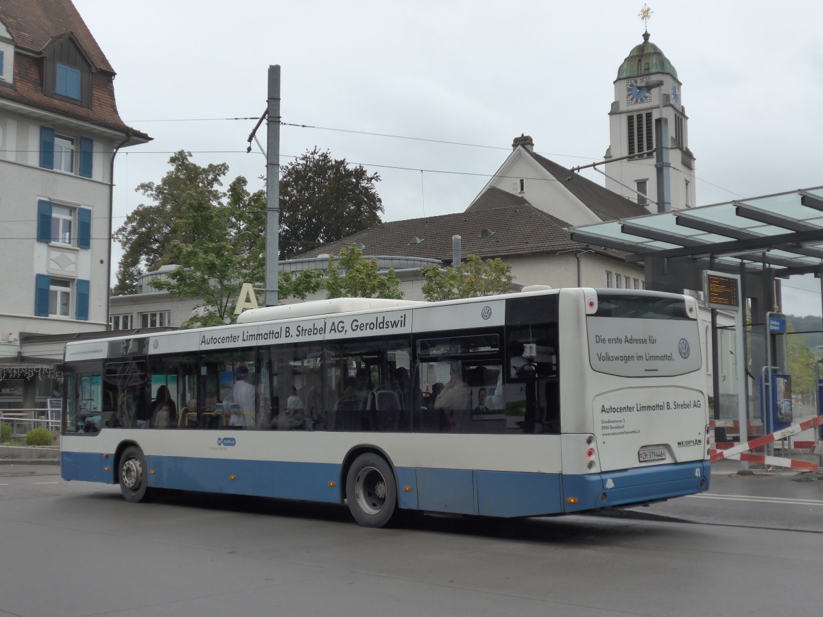 (164'985) - Limmat Bus, Dietikon - Nr. 41/ZH 379'446 - Neoplan (ex VBZ Zrich Nr. 261) am 17. September 2015 beim Bahnhof Dietikon