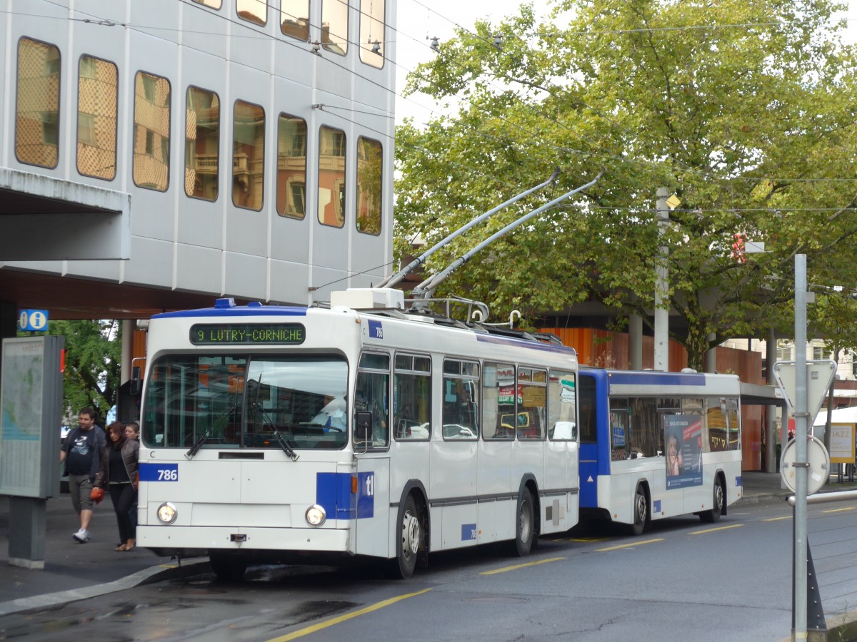 (165'107) - TL Lausanne - Nr. 786 - NAW/Lauber Trolleybus am 18. September 2015 in Lausanne, Chauderon