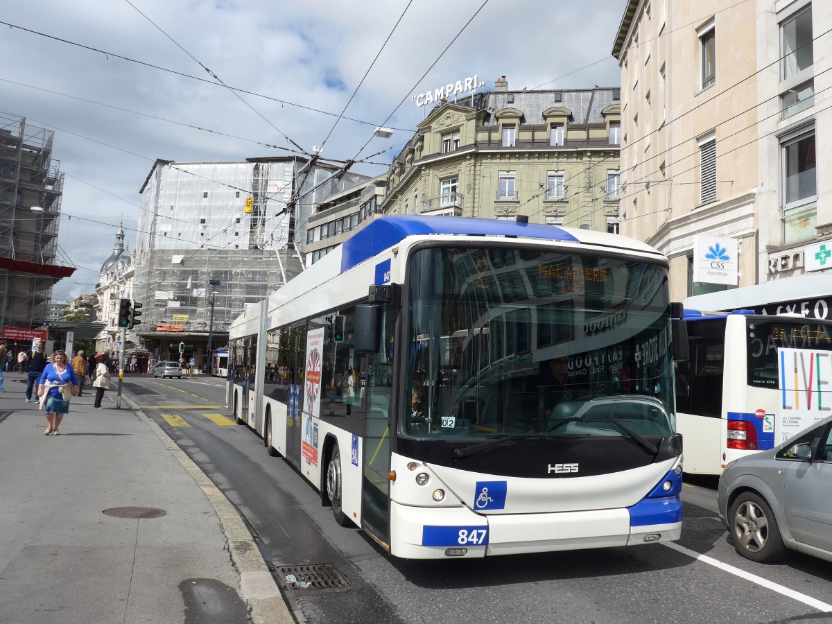 (165'138) - TL Lausanne - Nr. 847 - Hess/Hess Gelenktrolleybus am 18. September 2015 in Lausanne, Bel-Air