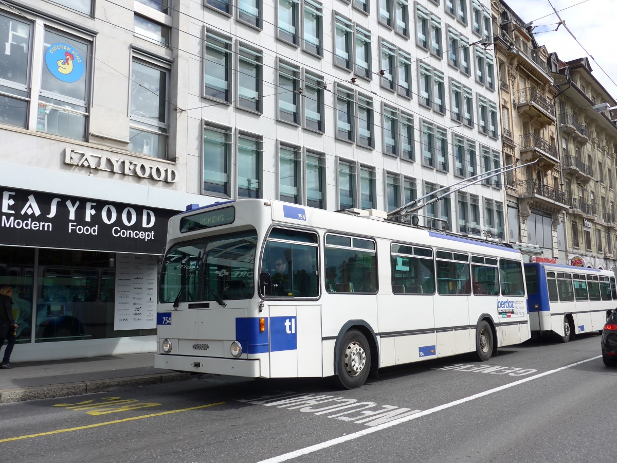 (165'149) - TL Lausanne - Nr. 754 - NAW/Lauber Trolleybus am 18. September 2015 in Lausanne, Bel-Air