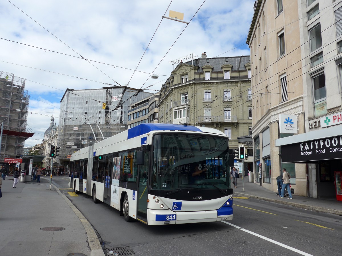 (165'157) - TL Lausanne - Nr. 844 - Hess/Hess Gelenktrolleybus am 18. September 2015 in Lausanne, Bel-Air