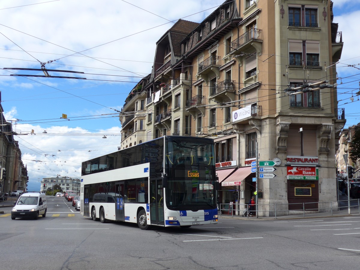 (165'167) - TL Lausanne - Nr. 515/VD 1596 - MAN am 18. September 2015 in Lausanne, Chauderon