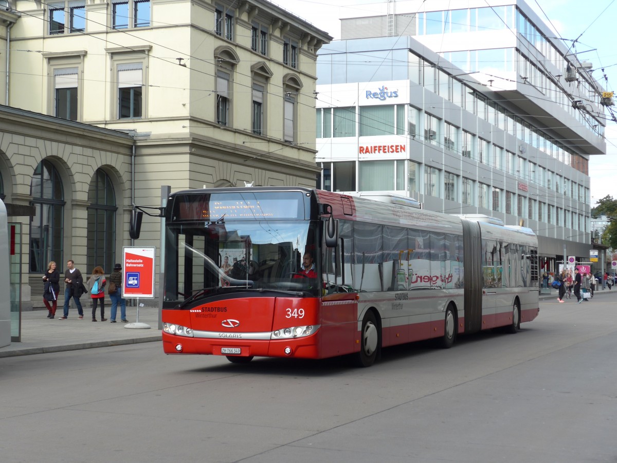 (165'924) - SW Winterthur - Nr. 349/ZH 766'349 - Solaris am 26. September 2015 beim Hauptbahnhof Winterthur
