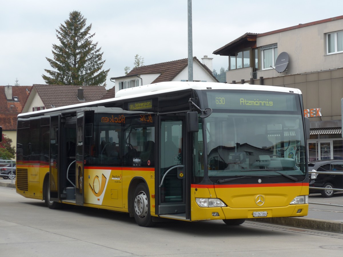 (166'184) - PostAuto Ostschweiz - SG 267'064 - Mercedes (ex Matt, FL-Mauren Nr. 57) am 10. Oktober 2015 beim Bahnhof Uznach