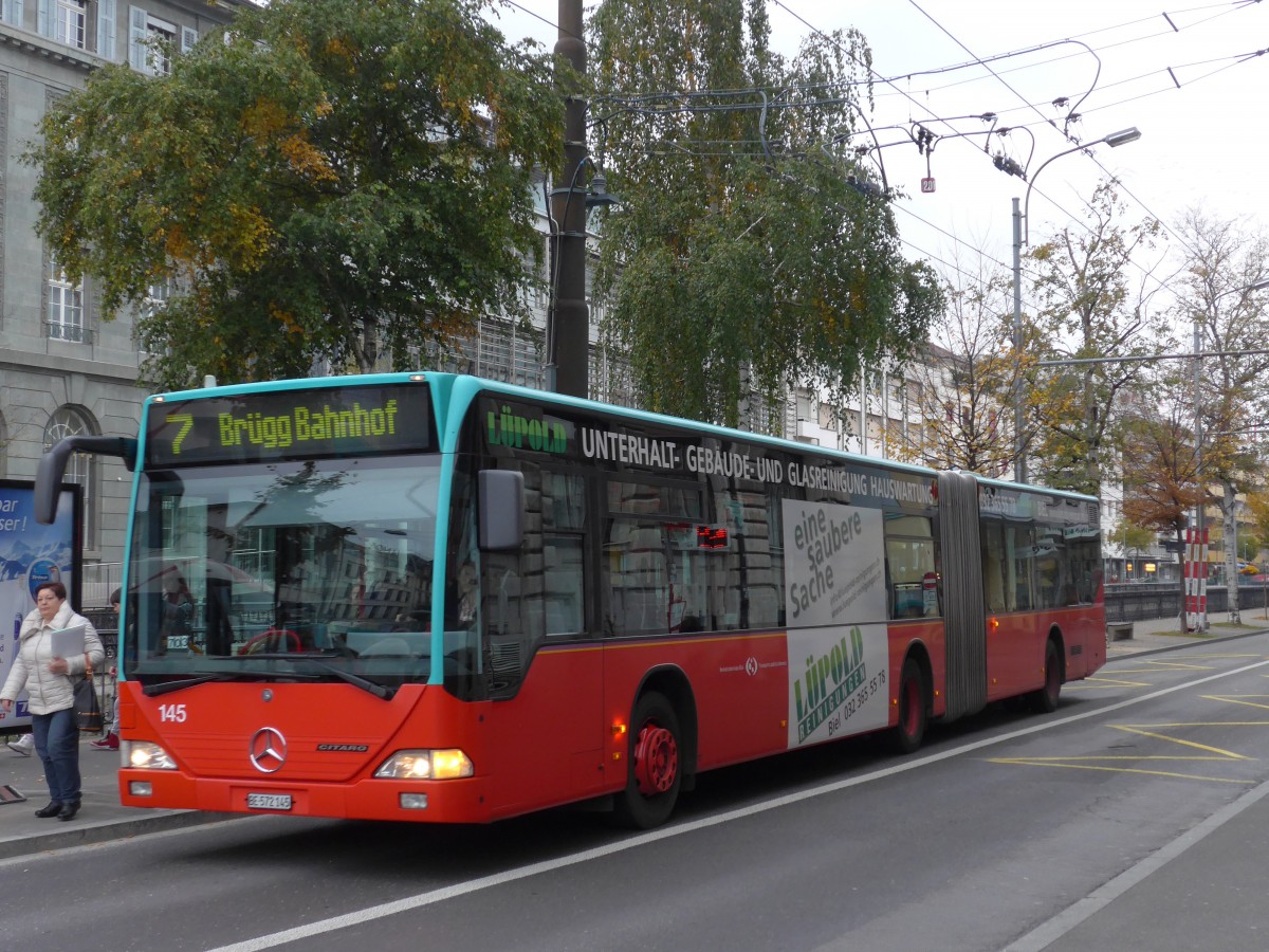 (166'342) - VB Biel - Nr. 145/BE 572'145 - Mercedes am 24. Oktober 2015 in Biel, Zentralplatz