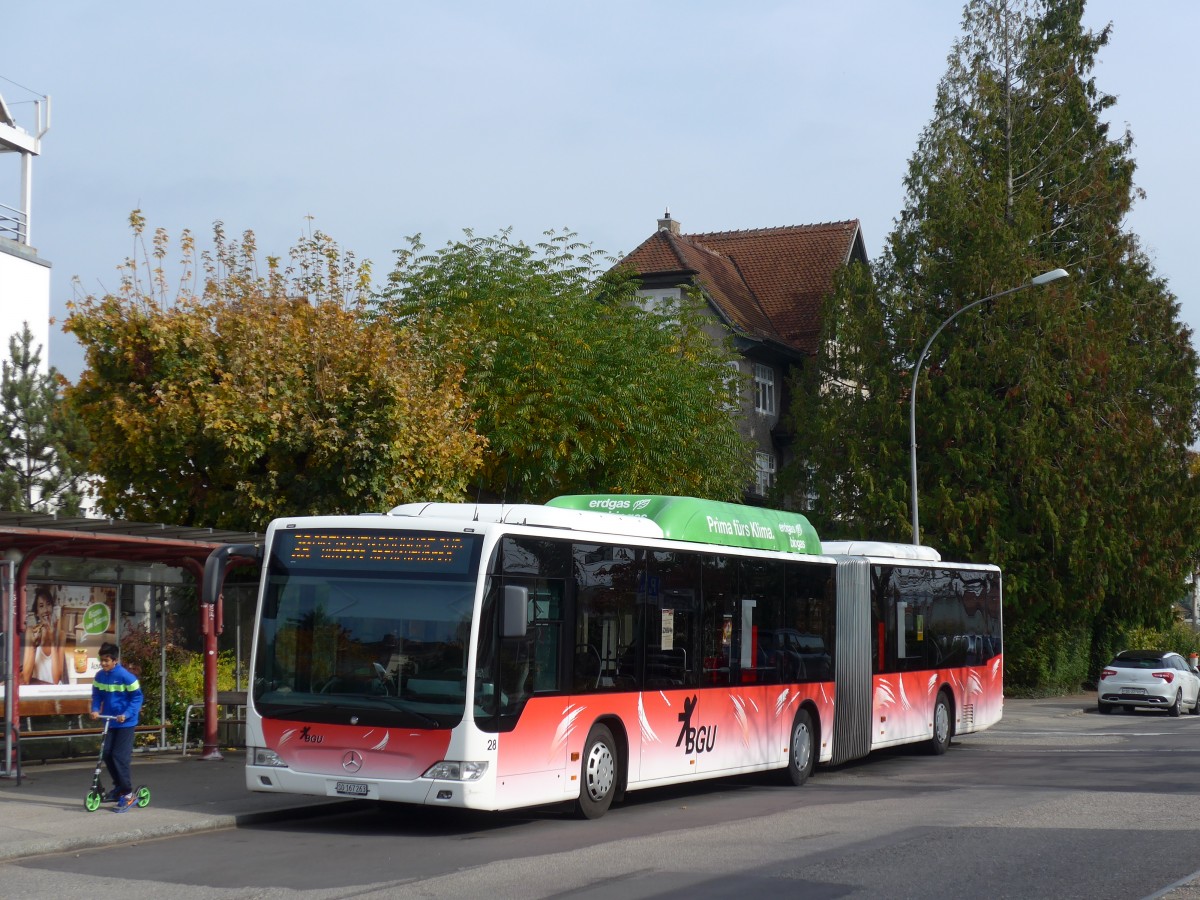 (166'422) - BGU Grenchen - Nr. 28/SO 167'263 - Mercedes am 24. Oktober 2015 beim Bahnhof Grenchen Sd