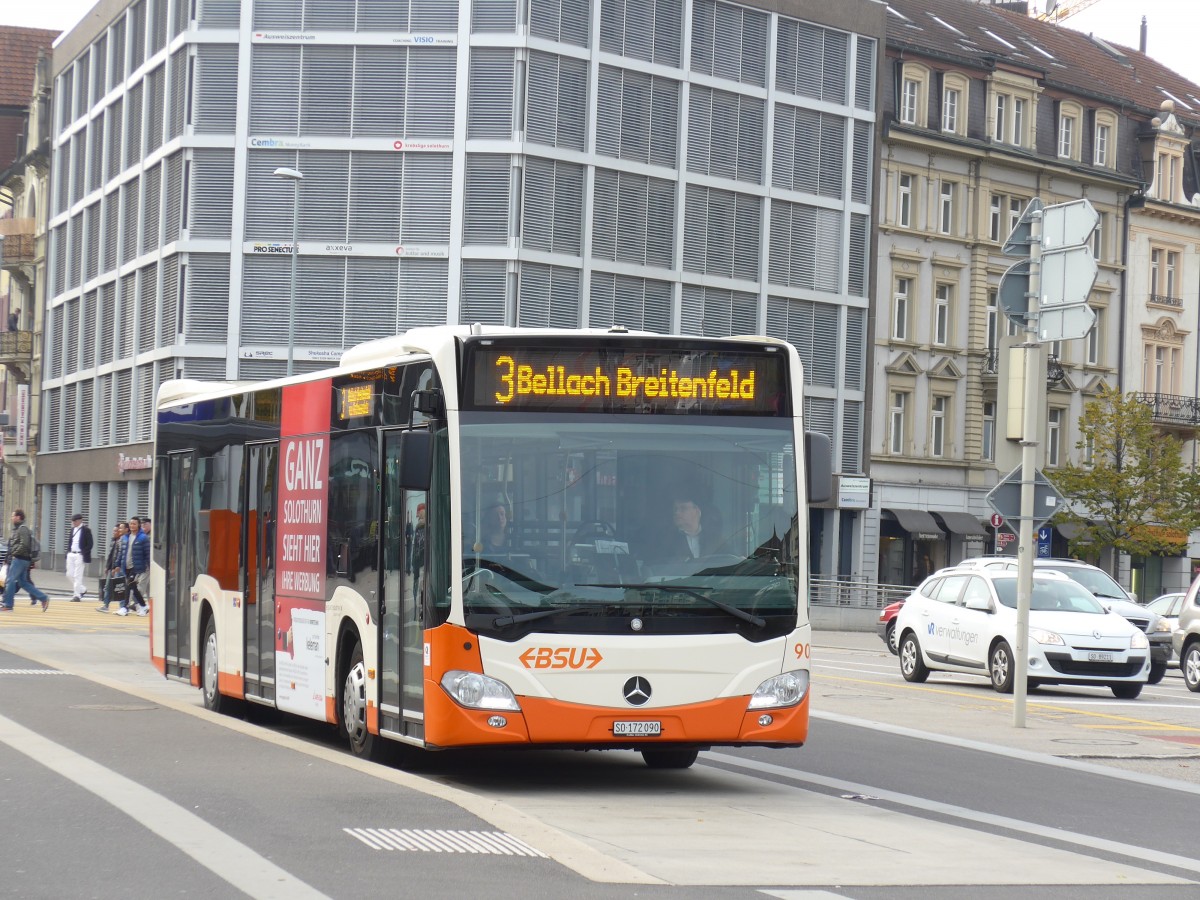 (166'477) - BSU Solothurn - Nr. 90/SO 172'090 - Mercedes am 24. Oktober 2015 beim Hauptbahnhof Solothurn
