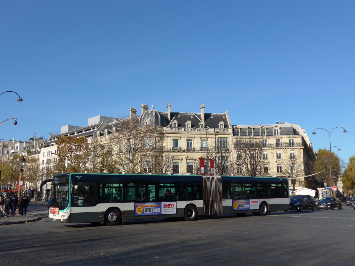(166'660) - RATP Paris - Nr. 4660 - MAN am 15. November 2015 in Paris, Champs-Elyses