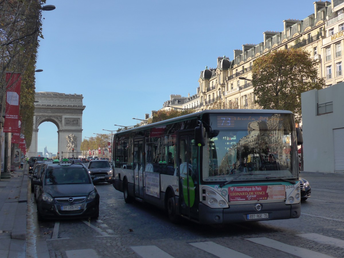 (166'670) - RATP Paris - Nr. 3346/897 RGE 75 - Irisbus am 15. November 2015 in Paris, Champs-Elyses