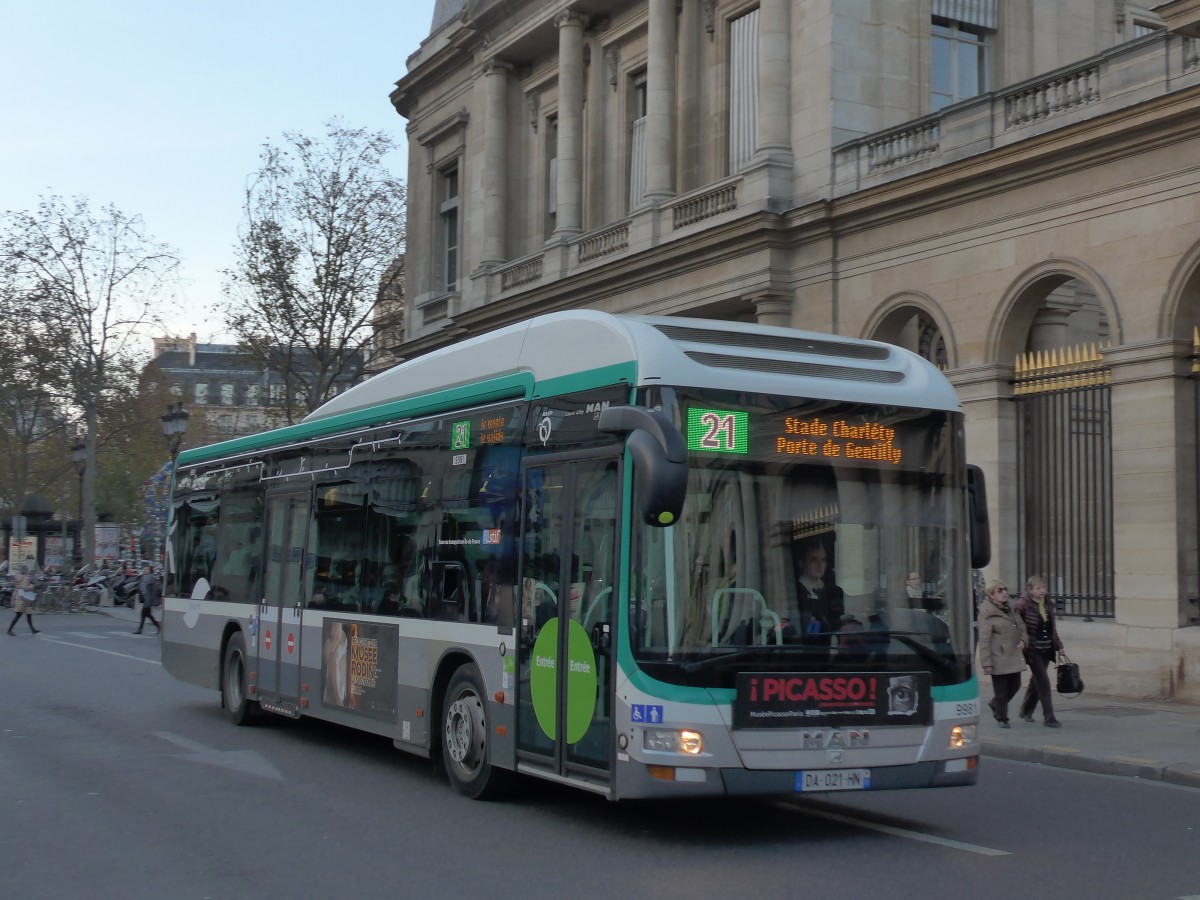(166'741) - RATP Paris - Nr. 9981/DA 021 HN - MAN am 15. November 2015 in Paris, Louvre