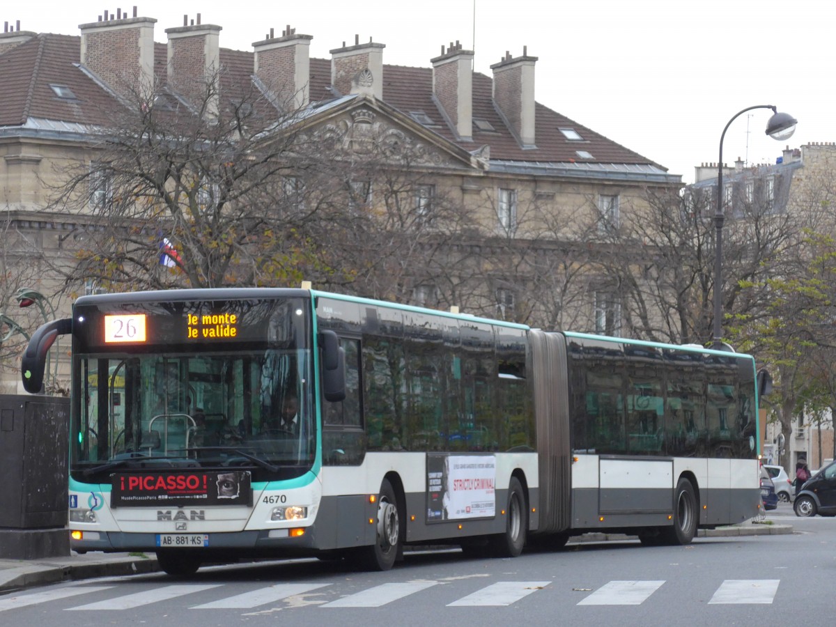 (166'754) - RATP Paris - Nr. 4670/AB 881 KS - MAN am 16. November 2015 in Paris, Nation