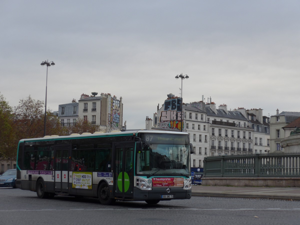 (166'774) - RATP Paris - Nr. 3100/666 QWD 75 - Irisbus am 16. November 2015 in Paris, Bastille