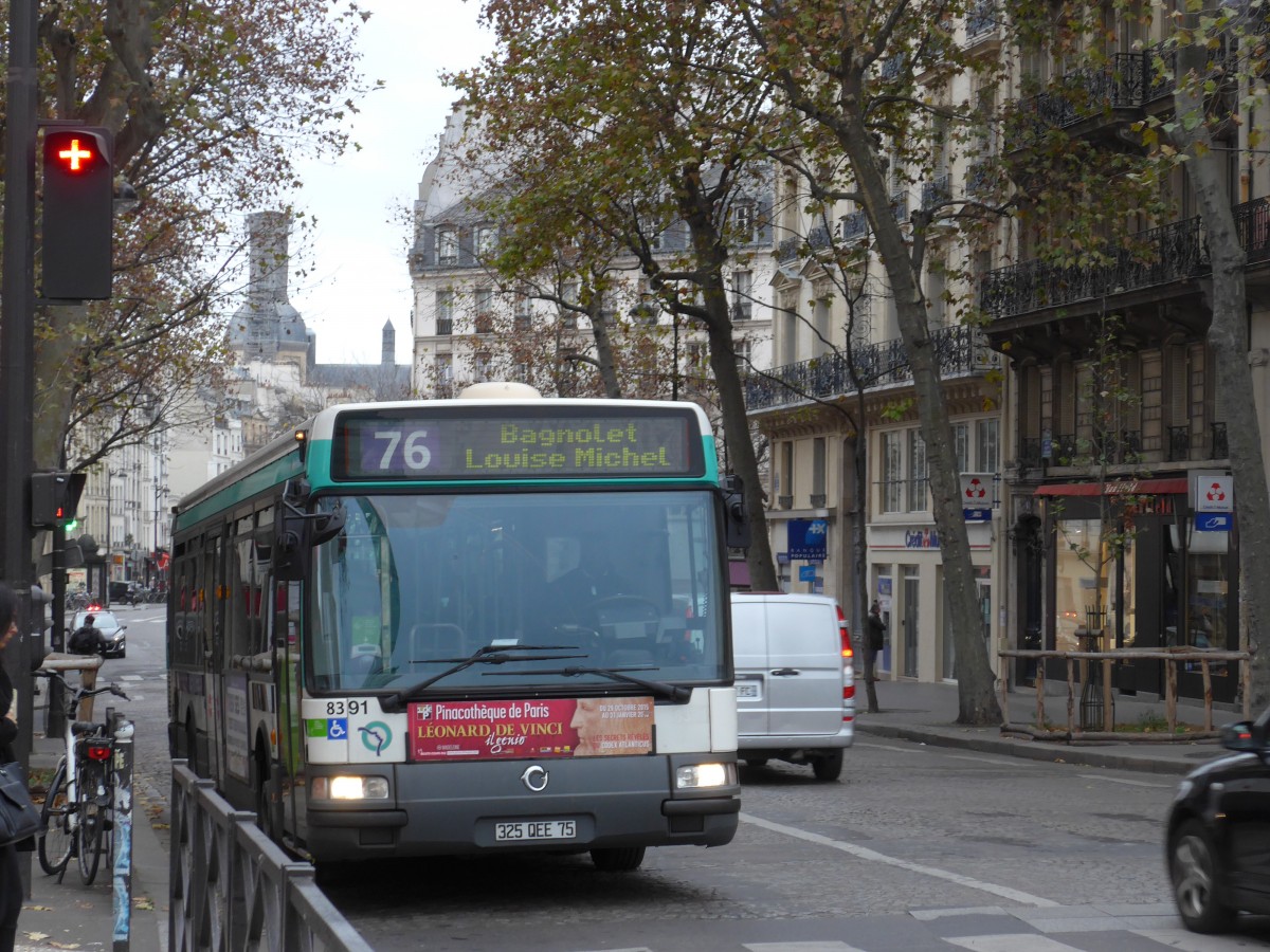 (166'779) - RATP Paris - Nr. 8391/325 QEE 75 - Irisbus am 16. November 2015 in Paris, Bastille