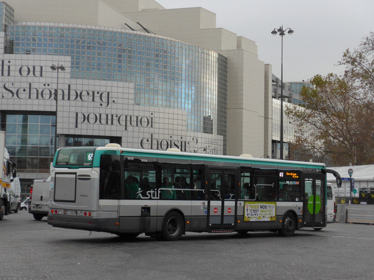 (166'780) - RATP Paris - Nr. 8539/CC 108 GK - Irisbus am 16. November 2015 in Paris, Bastille