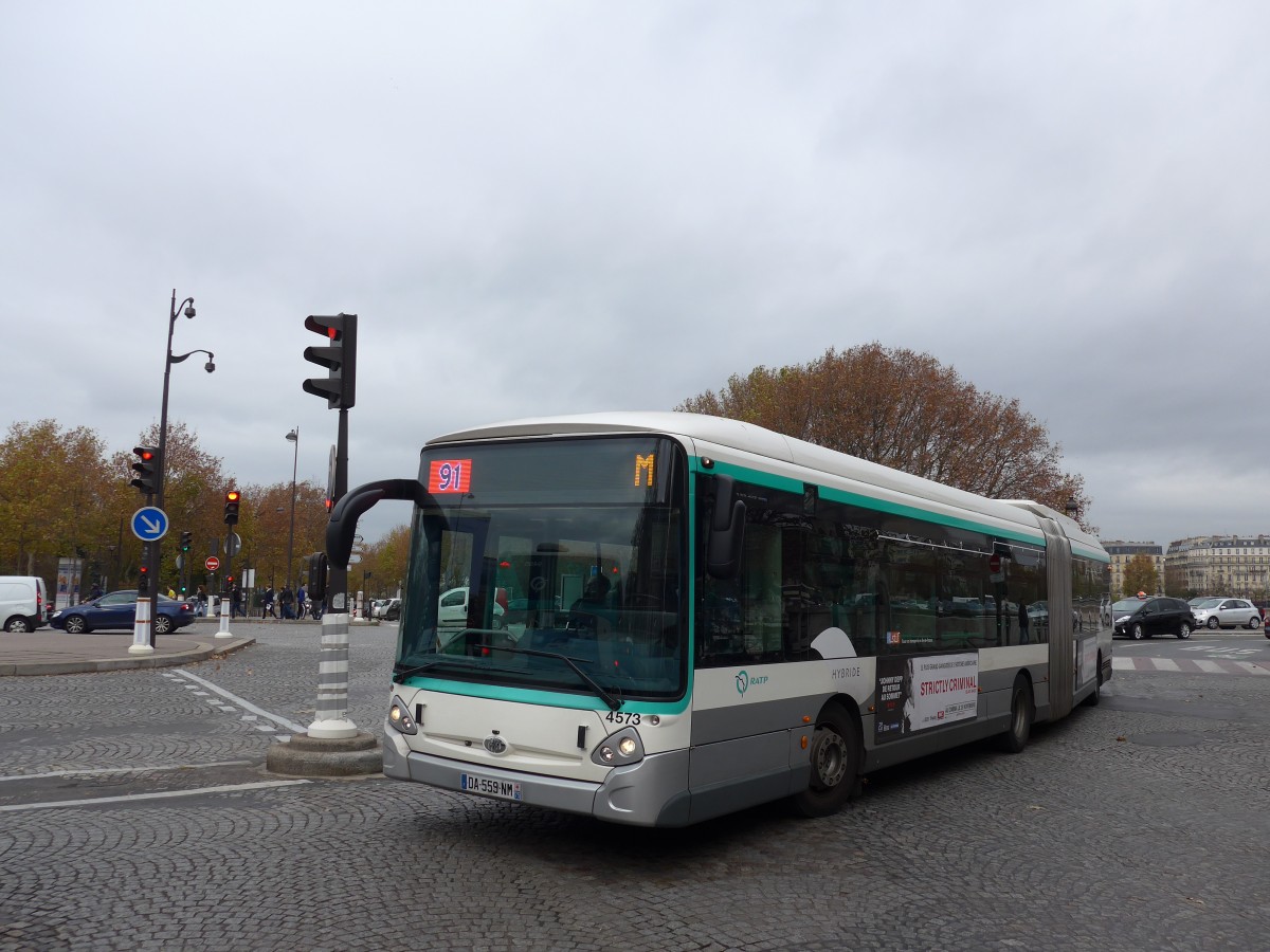 (166'818) - RATP Paris - Nr. 4573/DA 559 NM - Heuliez am 16. November 2015 in Paris, Gare d'Austerlitz