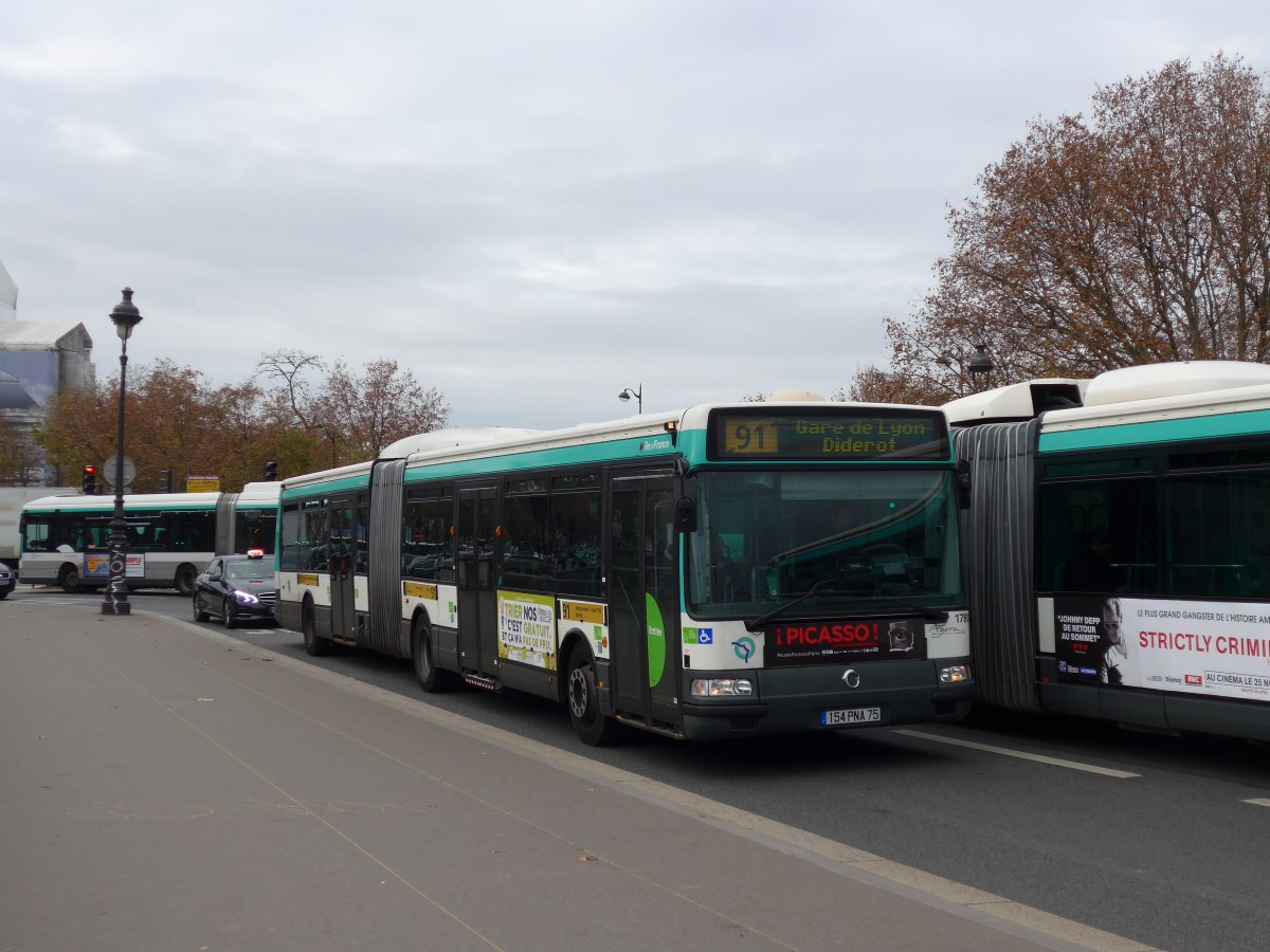 (166'836) - RATP Paris - Nr. 1780/154 PNA 75 - Irisbus am 16. November 2015 in Paris, Gare d'Austerlitz