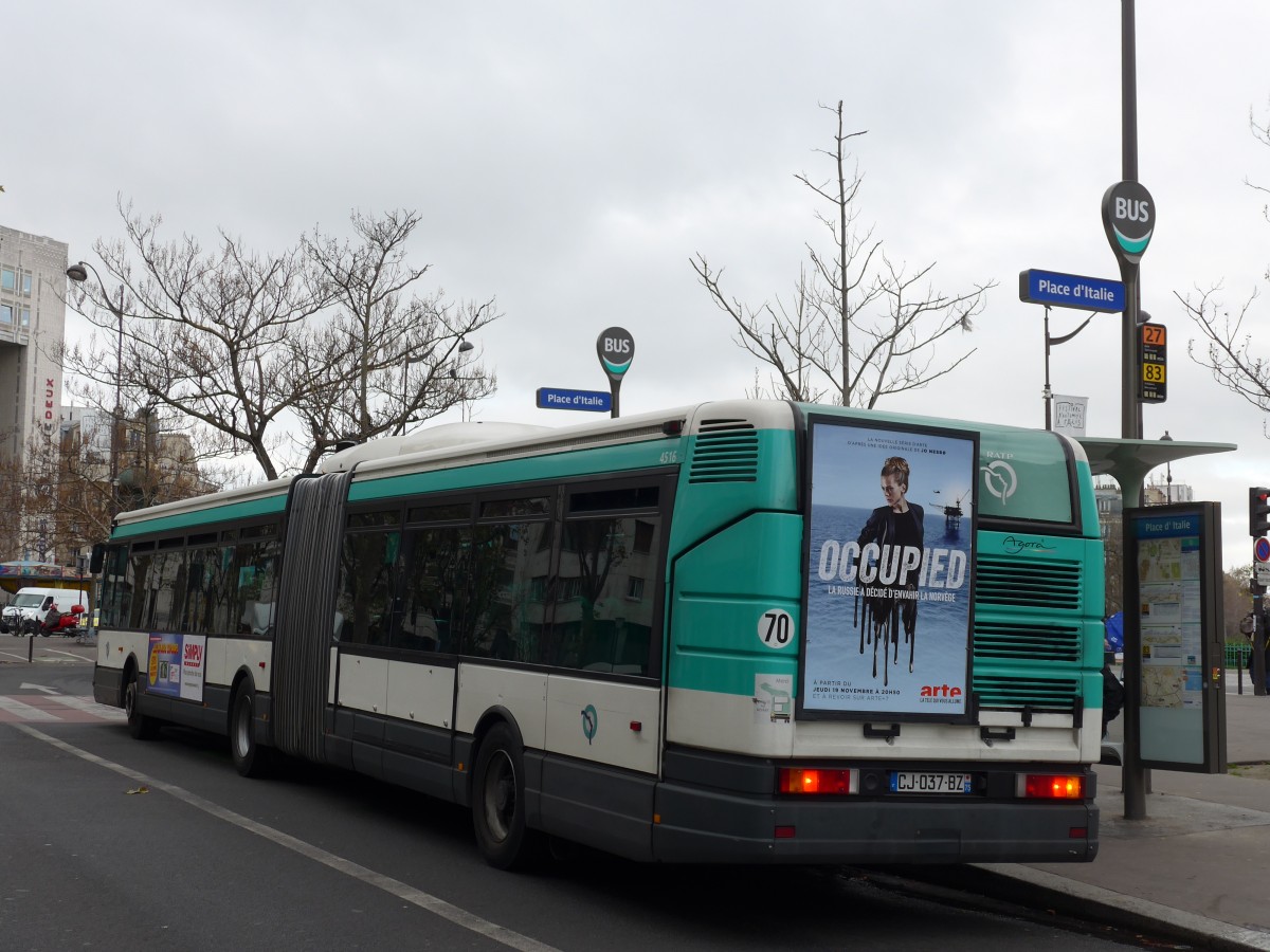 (166'853) - RATP Paris - Nr. 4516/CJ 037 BZ - Renault am 16. November 2015 in Paris, Place d'Italie