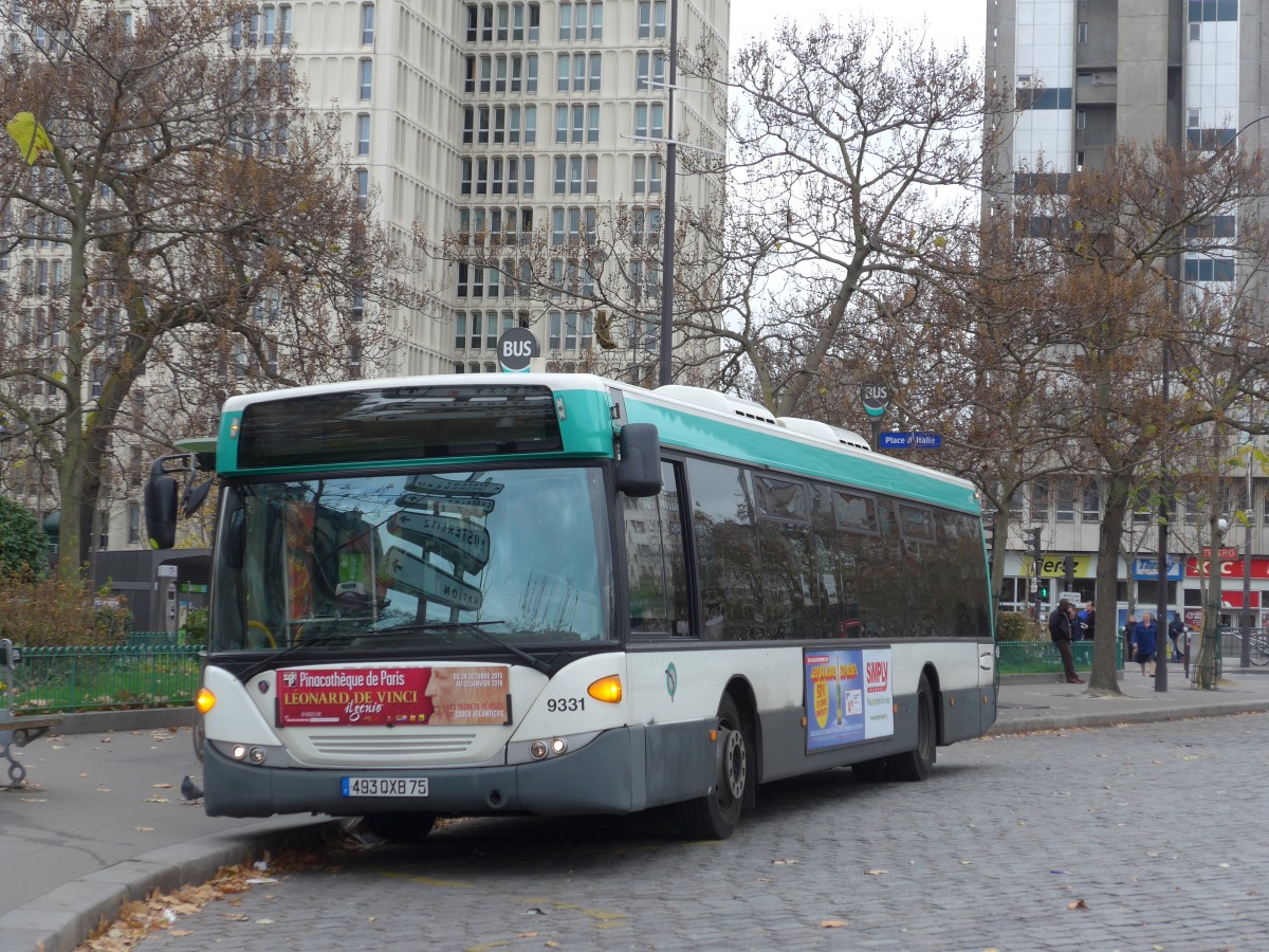 (166'858) - RATP Paris - Nr. 9331/493 QXB 75 - Scania am 16. November 2015 in Paris, Place d'Italie