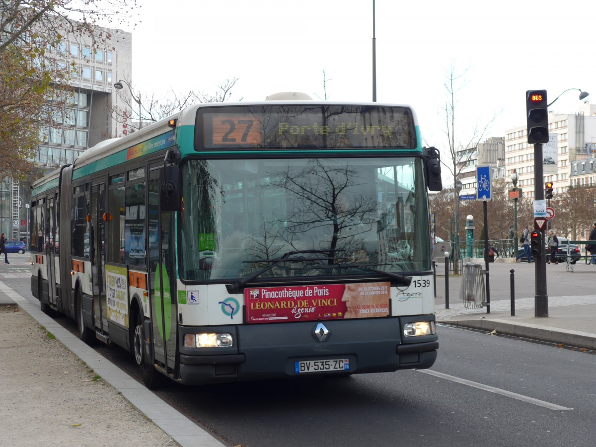 (166'867) - RATP Paris - Nr. 1539/BV 535 ZC - Renault am 16. November 2015 in Paris, Place d'Italie