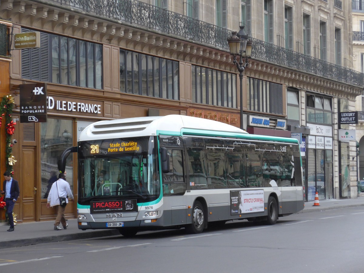 (166'885) - RATP Paris - Nr. 9976/DA 268 JM - MAN am 16. November 2015 in Paris, Opra