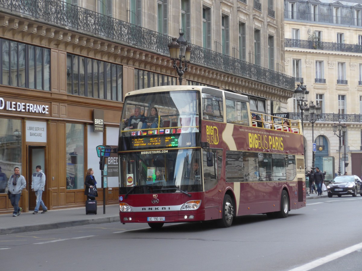 (166'895) - Big Bus, Paris - Nr. 381/DC 790 VV - Ankai am 16. November 2015 in Paris, Opra