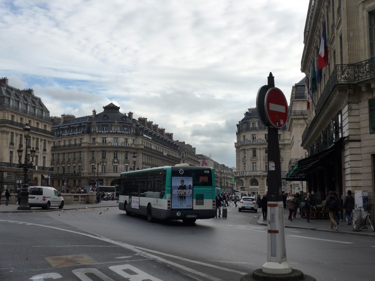 (166'908) - RATP Paris - Nr. 3647/AE 061 ZA - Irisbus am 16. November 2015 in Paris, Opra