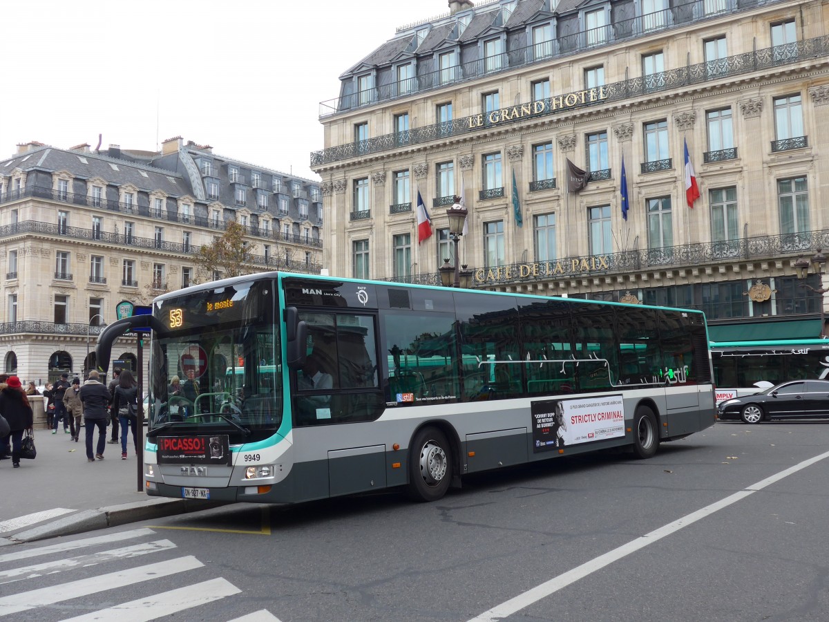 (166'916) - RATP Paris - Nr. 9949/DN 927 NX - MAN am 16. November 2015 in Paris, Opra