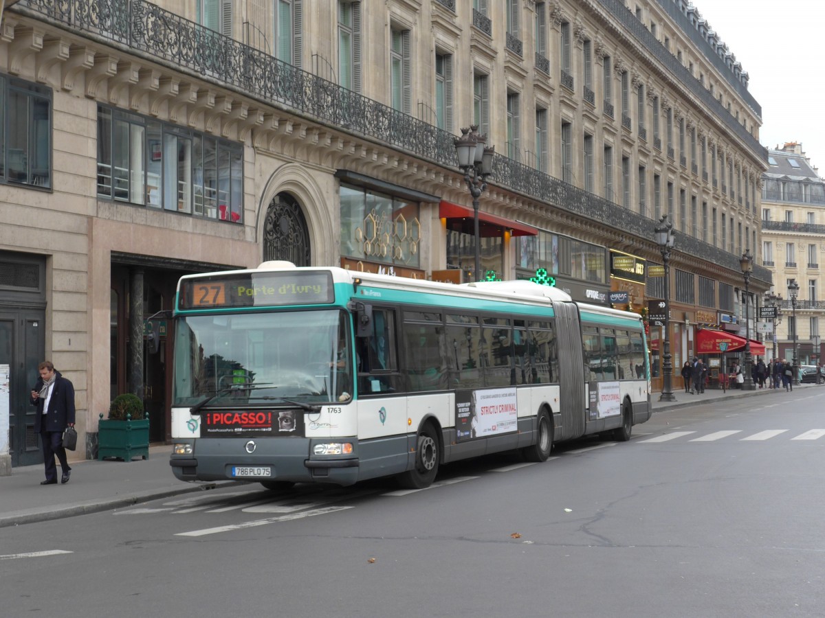 (166'924) - RATP Paris - Nr. 1763/786 PLQ 75 - Irisbus am 16. November 2015 in Paris, Opra