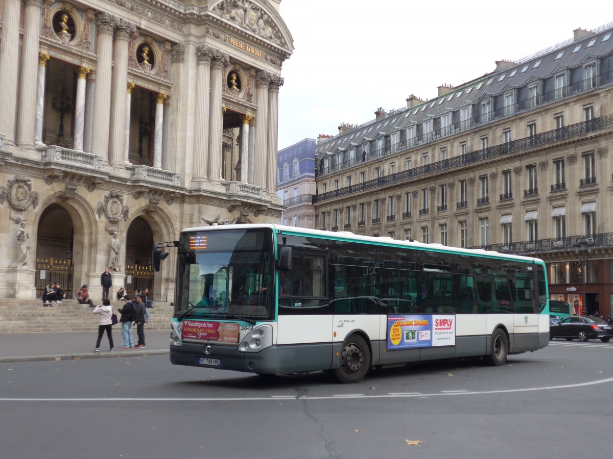 (166'932) - RATP Paris - Nr. 3649/AF 748 HN - Irisbus am 16. November 2015 in Paris, Opra