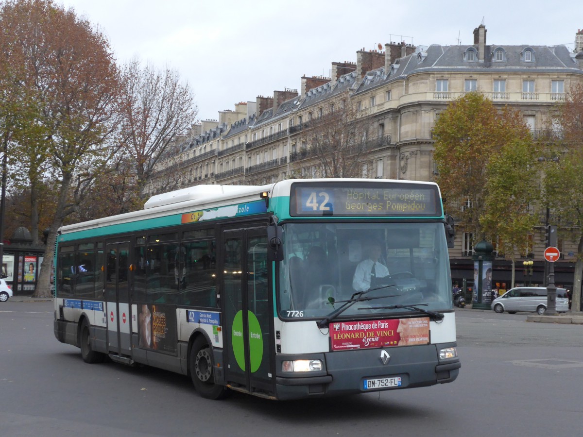(166'999) - RATP Paris - Nr. 7726/DM 752 FL - Renault am 16. November 2015 in Paris, Alma-Marceau