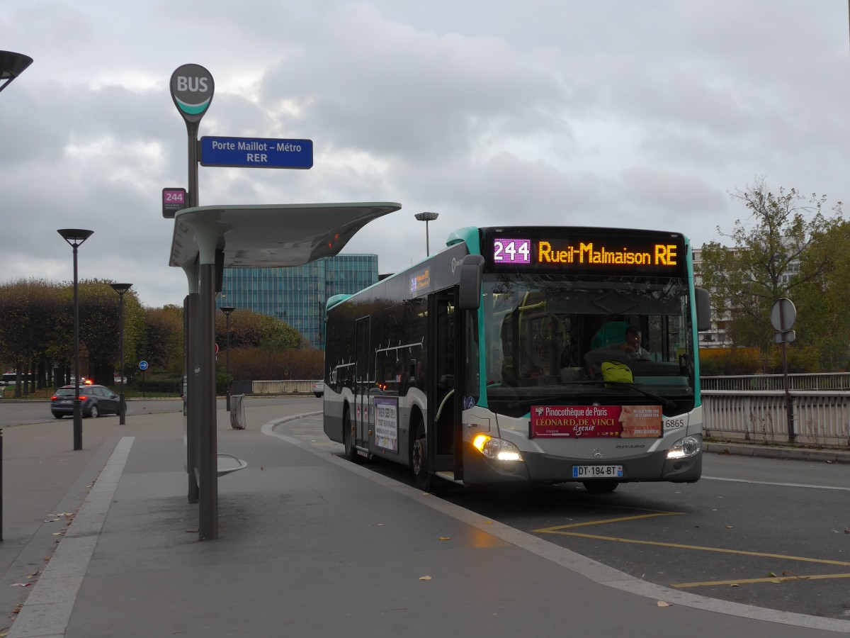 (167'017) - RATP Paris - Nr. 6865/DT 194 BT - Mercedes am 16. November 2015 in Paris, Porte Maillot