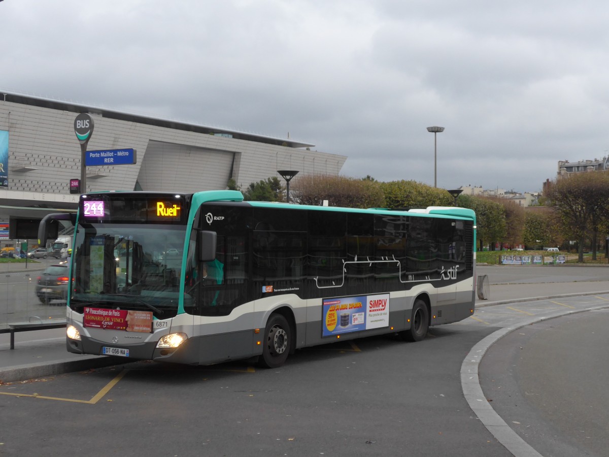 (167'019) - RATP Paris - Nr. 6871/DT 056 NA - Mercedes am 16. November 2015 in Paris, Porte Maillot