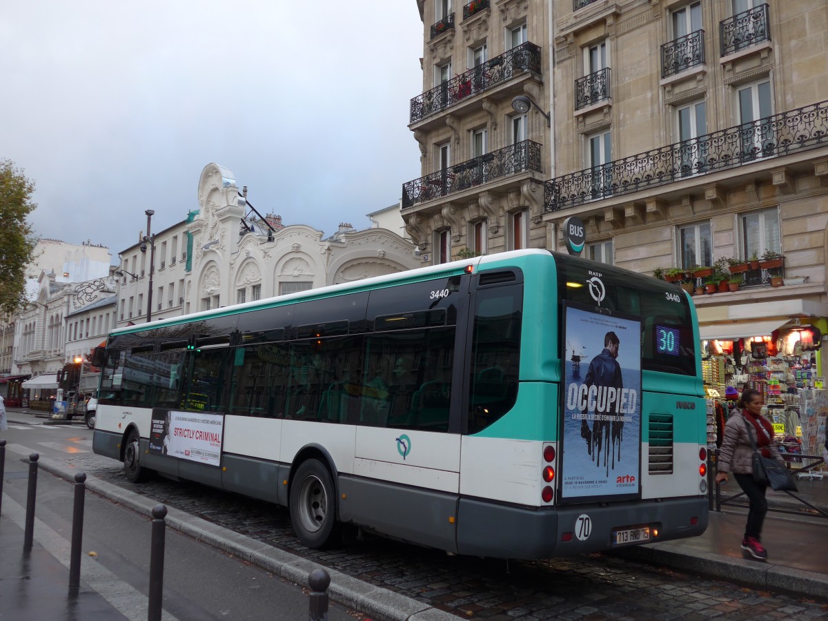 (167'056) - RATP Paris - Nr. 3440/713 RNB 75 - Irisbus am 17. November 2015 in Paris, Anvers