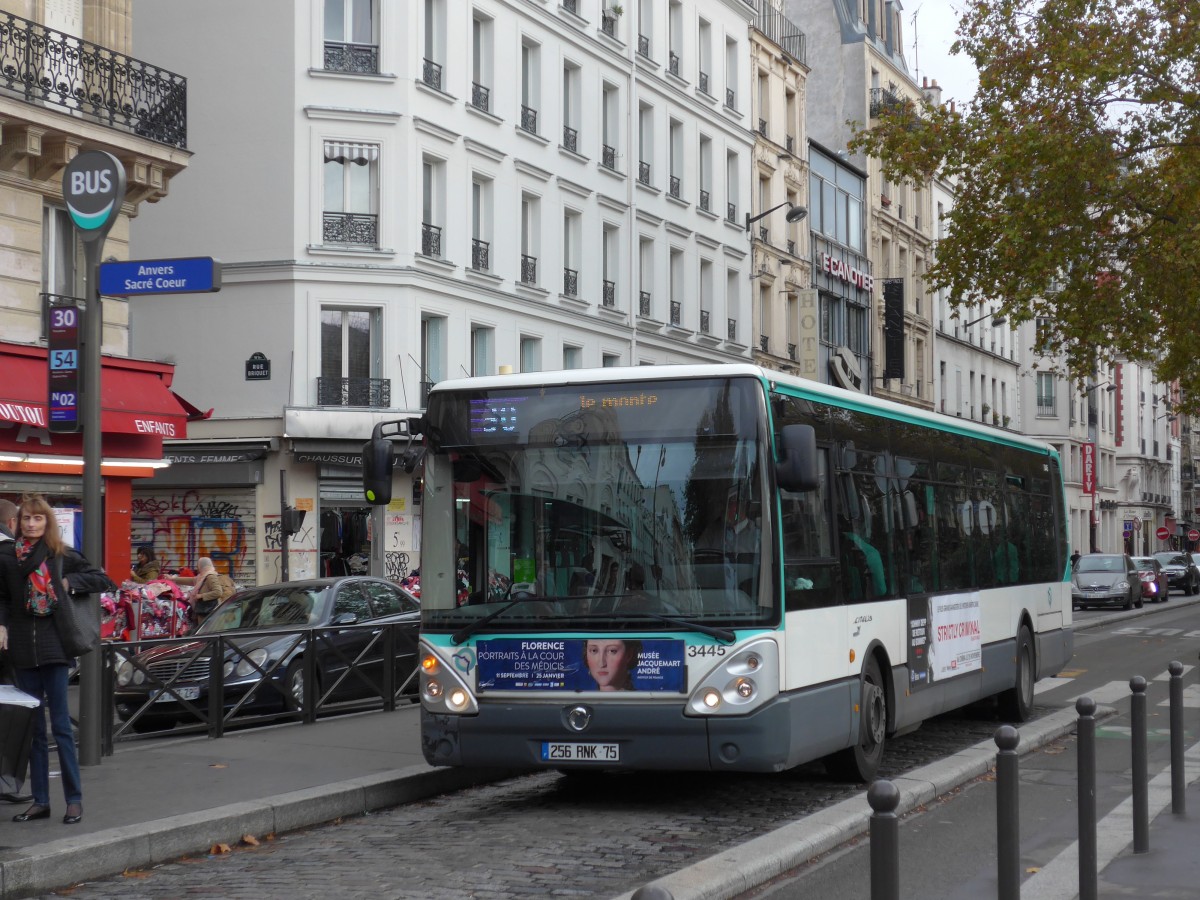 (167'098) - RATP Paris - Nr. 3445/256 RNK 75 - Irisbus am 17. November 2015 in Paris, Anvers